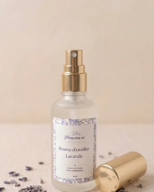Flacon brume d'oreiller lavande en verre ambré