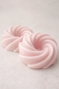 Fondant de cire végétale artisanale Barbe à Papa pour brûle-parfum, style épuré.