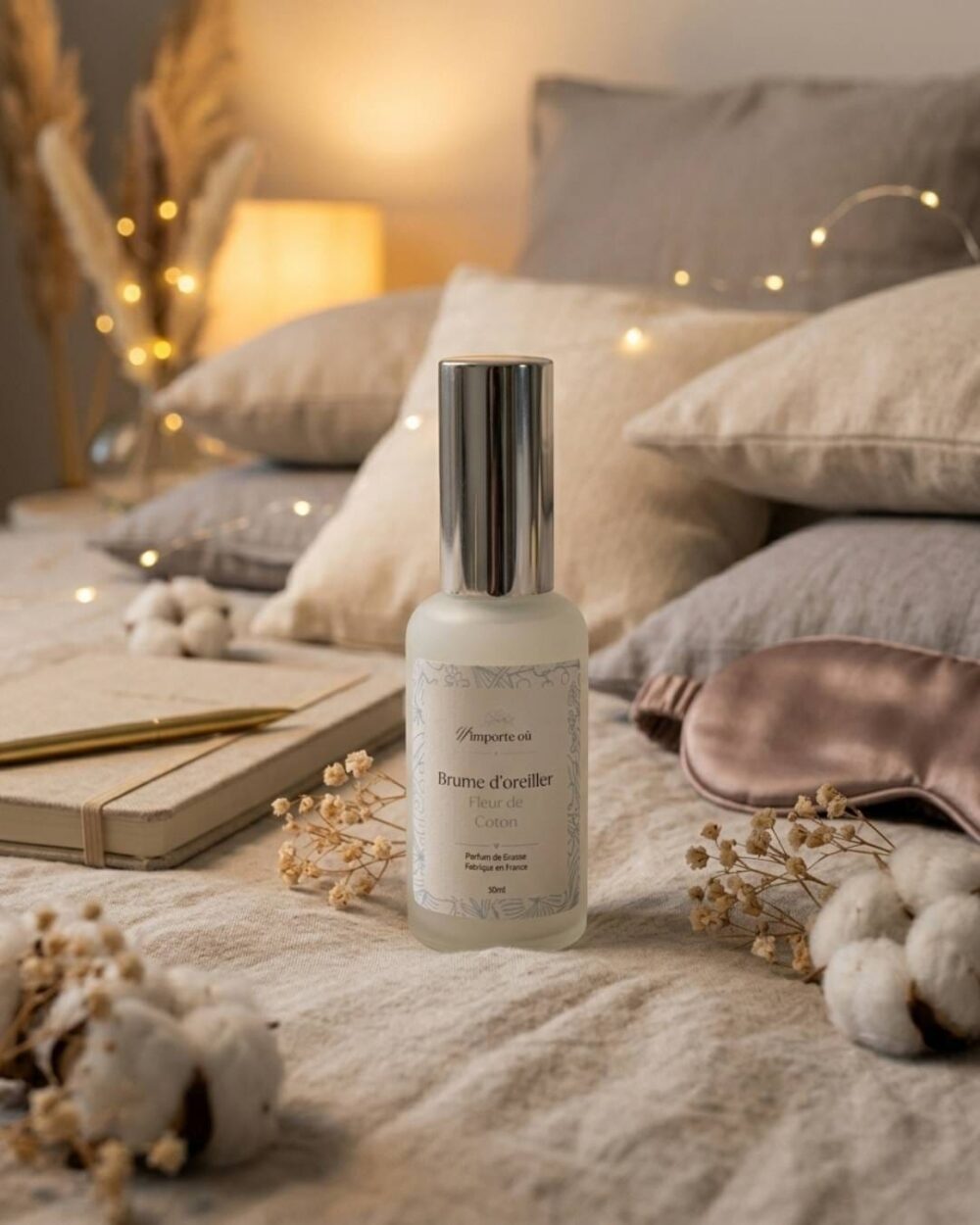 Brume d’oreiller Fleur de Coton - Sommeil doux et apaisant - Brume naturelle de nuit - Niõ par N'importe où Brume d’oreiller Fleur de Coton - Sommeil doux et apaisant - Brume naturelle de nuit - Niõ par N'importe où