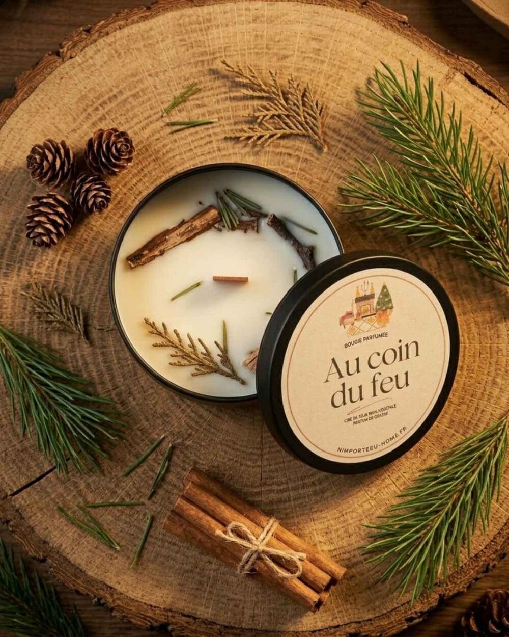 Bougie Feu de Bois Authentique - Au Coin Du Feu - cire végétale - Niõ