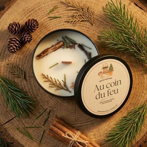Bougie Feu de Bois Authentique - Au Coin Du Feu - cire végétale - Niõ