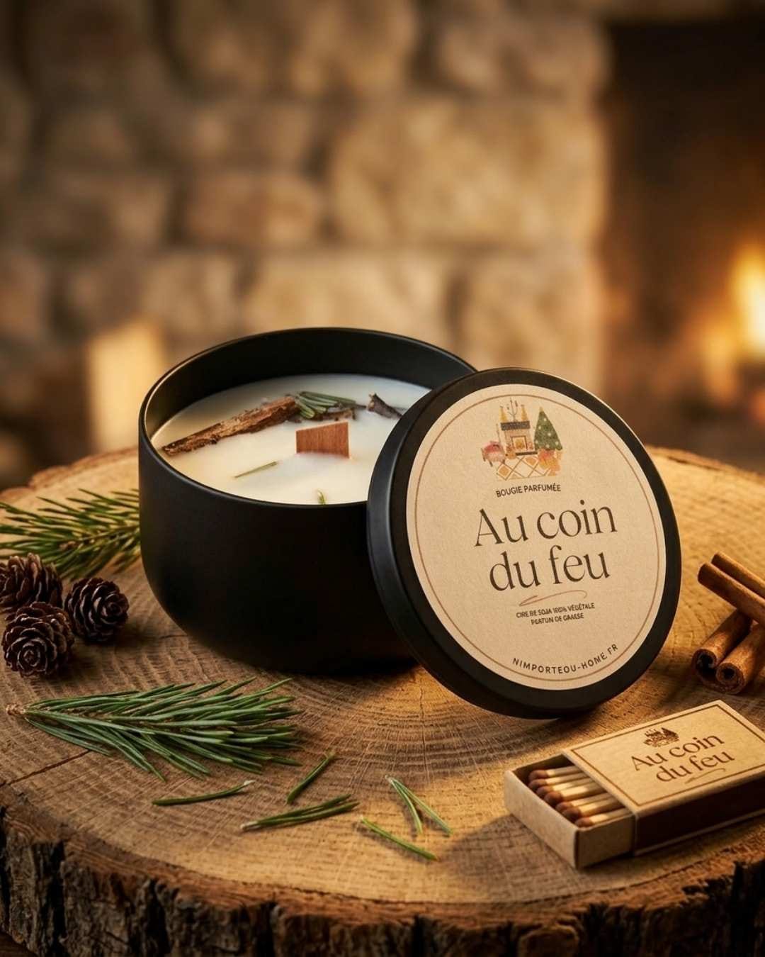 Bougie Feu de Bois Authentique - Au Coin Du Feu - naturelle - Niõ Bougie Feu de Bois Authentique - Au Coin Du Feu - naturelle - Niõ