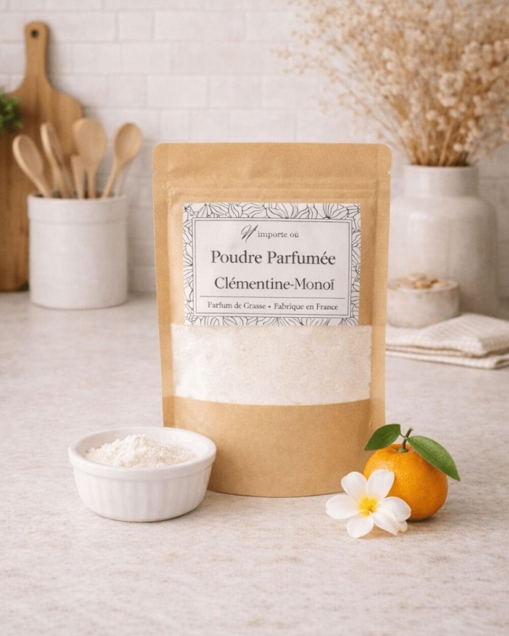 Poudre parfumée pour aspirateur - Clémentine-Monoï - Désodorisant naturel exotique - Niõ