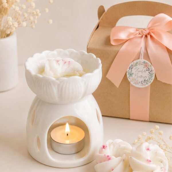 Eveil du printemps - Coffret brûle-parfum en céramique - fondants parfumés artisanaux au choix - Niõ Éveil du printemps - Coffret brûle-parfum avec des fondants parfumés au choix