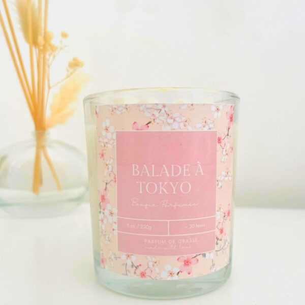 bougie parfumée balade à tokyo - contenant en verre premium - fait main - Niõ par N'importe où Bougie Parfumée Balade à Tokyo | Fleur de Sakura
