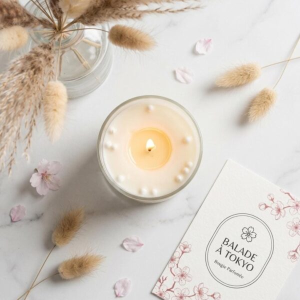 bougie parfumée balade à tokyo - naturelle et artisanale - fait main - Niõ par N'importe où Bougie Parfumée Balade à Tokyo | Fleur de Sakura