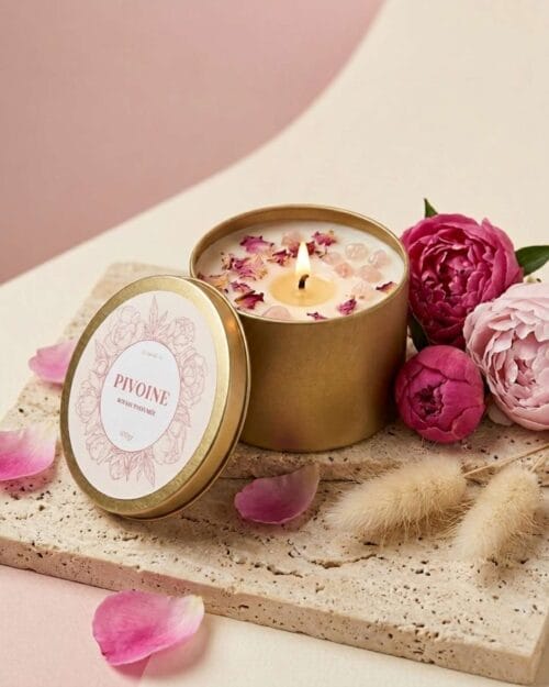 Bougie florale parfumée - La Belle Pivoine - Fait Main - Niõ