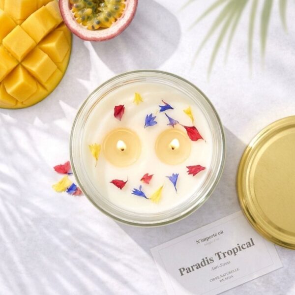 Bougie Anti-Tabac Paradis Tropical - double mèches - cire végétale - collection Bohème - Niõ Bougie Anti-Tabac Paradis Tropical - double mèches - cire végétale - collection Bohème - Niõ