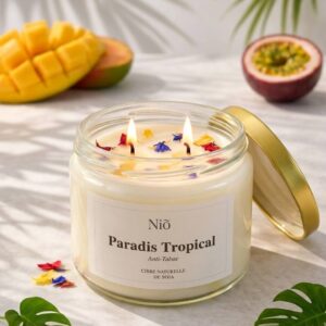 Bougie Anti-Tabac Paradis Tropical - fait main et naturelle - collection Bohème - Niõ