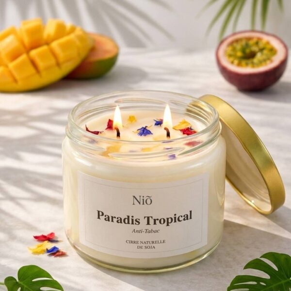 Bougie Anti-Tabac Paradis Tropical - fait main et naturelle - collection Bohème - Niõ Bougie Anti-Tabac Paradis Tropical - fait main et naturelle - collection Bohème - Niõ