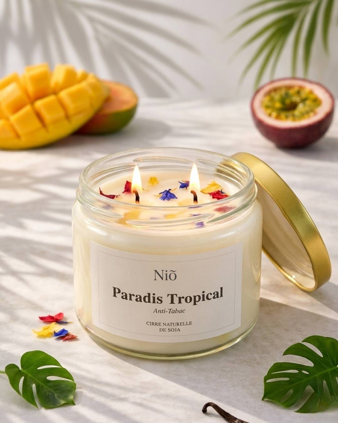 Bougie Anti-Tabac Paradis Tropical - fait main et naturelle - collection Bohème - Niõ