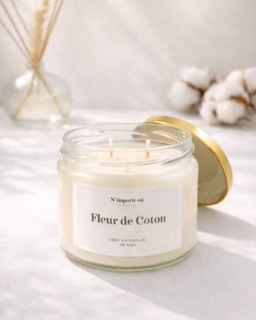 bougie fleur de coton parfum doux cire vegetale collection boheme