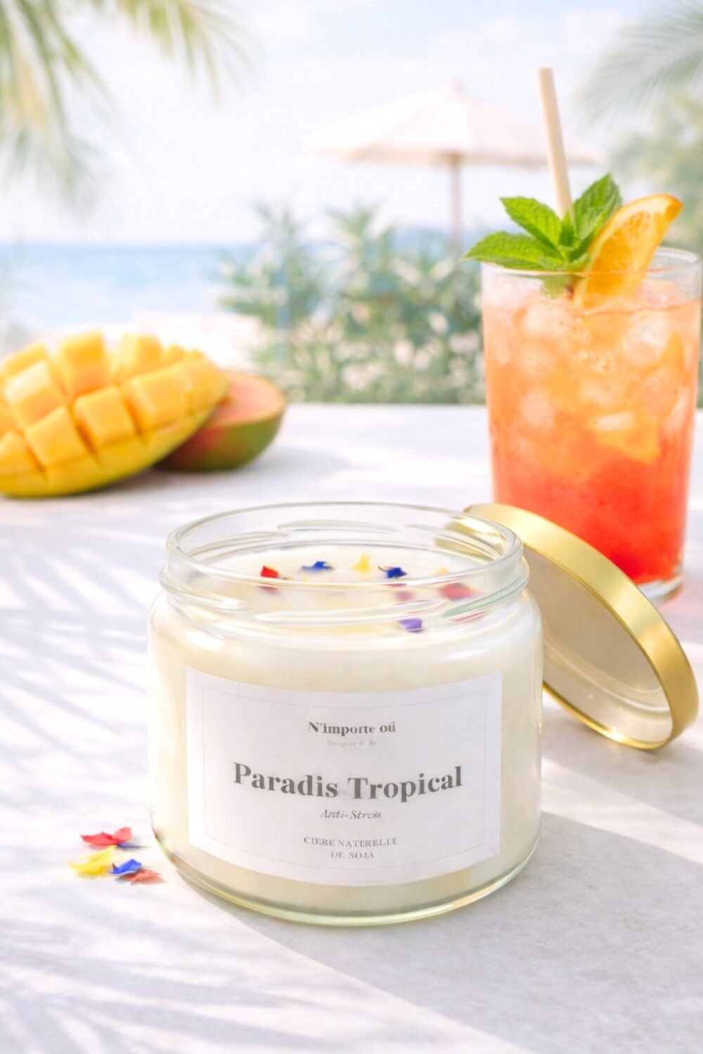 bougie anti tabac parfum exotique paradis tropical bougie vegetale palmier été