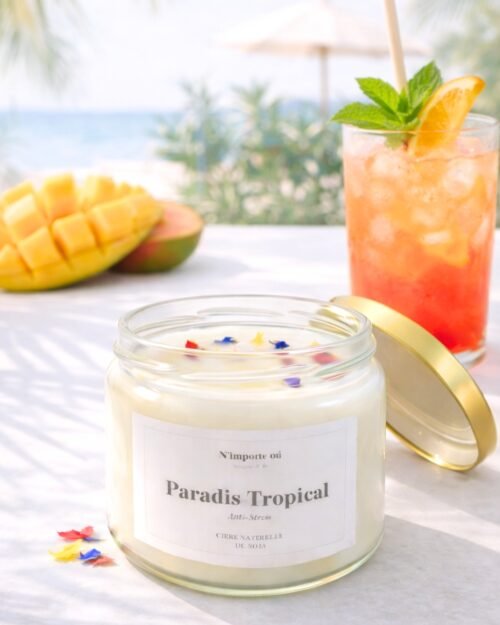 bougie anti tabac parfum exotique paradis tropical bougie vegetale palmier été