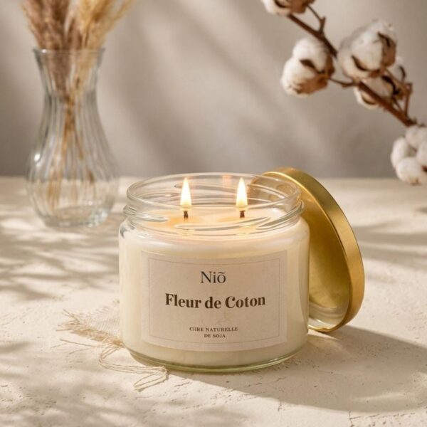 Bougie parfumée Fleur de Coton - Fait Main - Artisanal et Naturelle - Collection Bohème - Niõ par N'importe où Bougie parfumée Fleur de Coton - Fait Main - Artisanal et Naturelle - Collection Bohème - Niõ par N'importe où