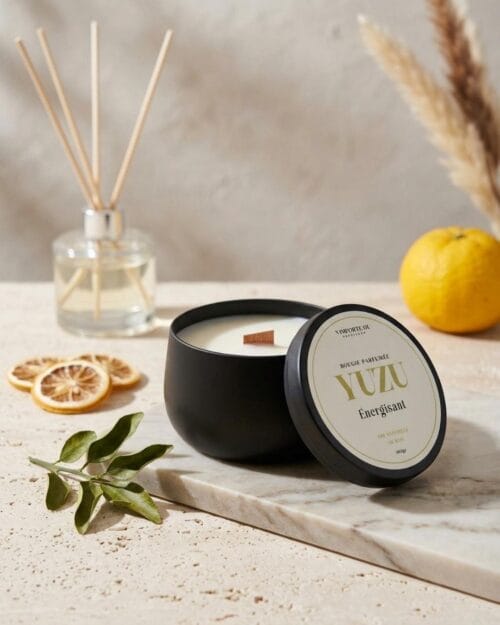 bougie parfumée yuzu énergisant - cire végétale - fait main - Niõ par N'importe où