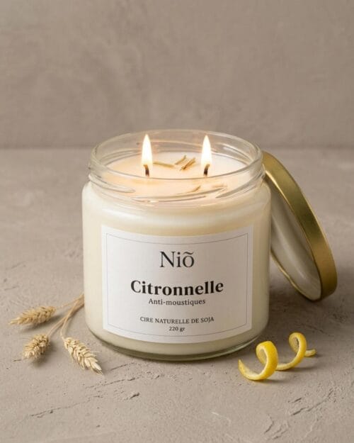 Bougie parfumée Citronnelle - Anti Moustique naturel et efficace - Collection Bohème - Niõ par N'importe où