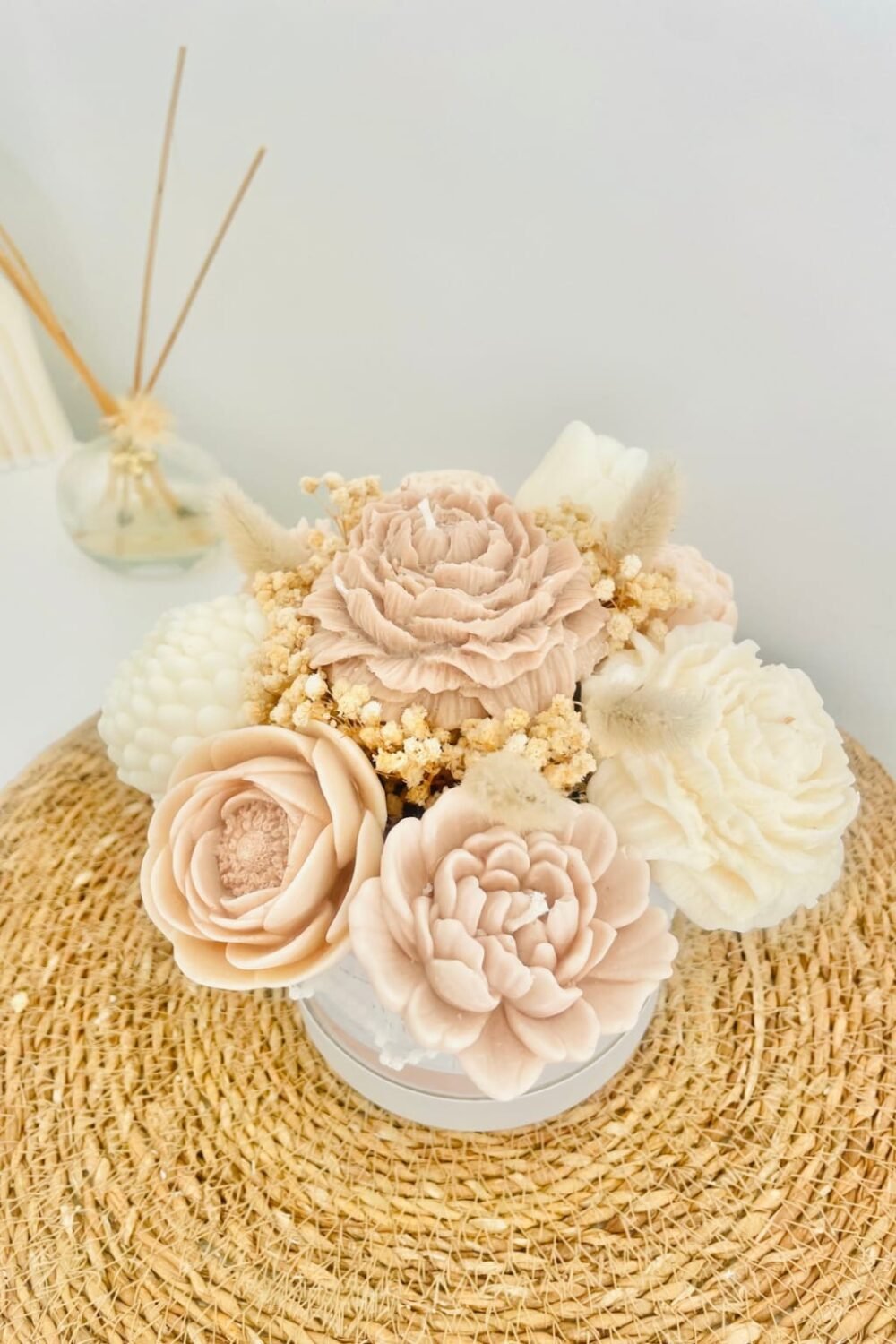 bouquet eternel Mocha fleur de cire vue dessus