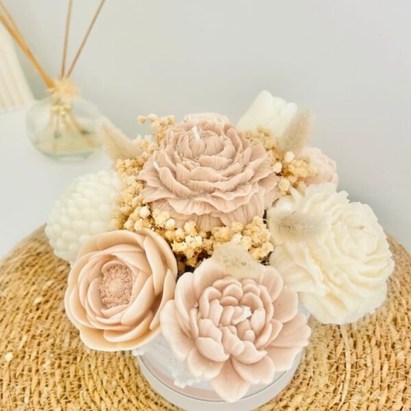 bouquet eternel Mocha fleur de cire vue dessus