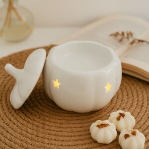 Brûle-parfum Citrouille Blanche en céramique - artisanal - Niõ