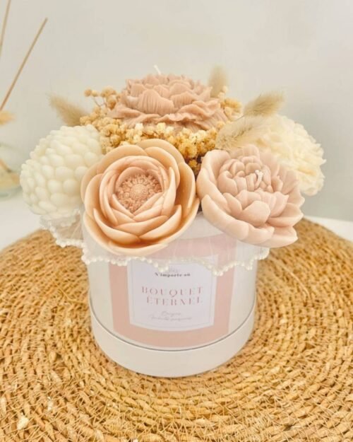MOCHA - Bouquet éternel en fleurs de cire parfumée - Fleurs de Lin & Coton