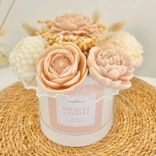 MOCHA - Bouquet éternel en fleurs de cire parfumée - Fleurs de Lin & Coton MOCHA - Bouquet éternel en fleurs de cire parfumée - Fleurs de Lin & Coton