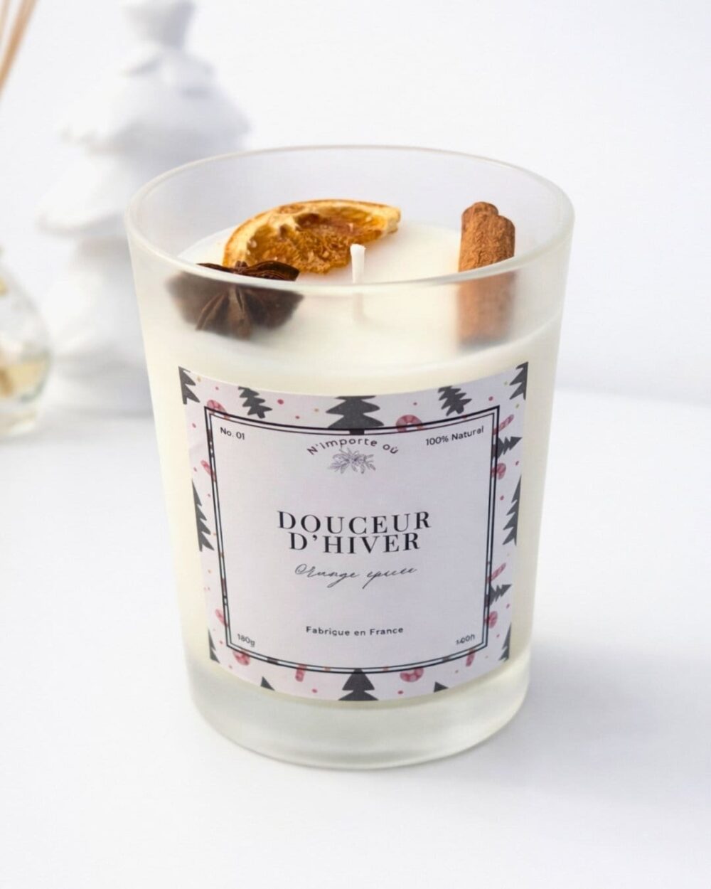 Bougie parfumée Douceur d’Hiver - fait main - cire végétale naturelle - Niõ Bougie parfumée Douceur d’Hiver | Orange Épicée