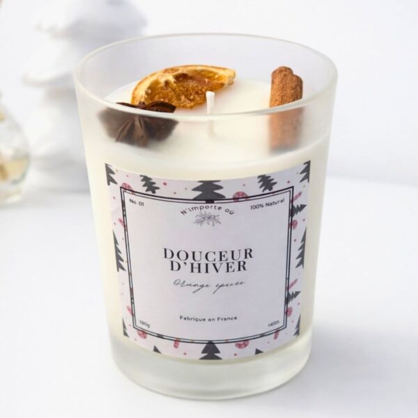 Bougie parfumée Douceur d’Hiver - fait main - cire végétale naturelle - Niõ Bougie parfumée Douceur d’Hiver | Orange Épicée