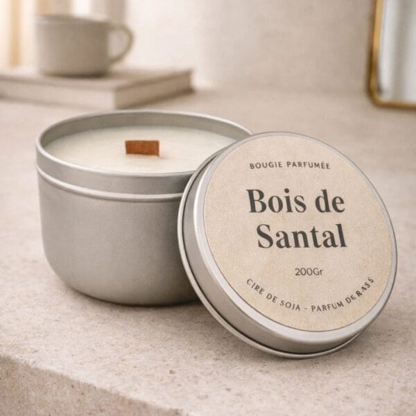 Bougie parfumée Bois de Santal - pot metal - cire végétale - Nio par N'importe où