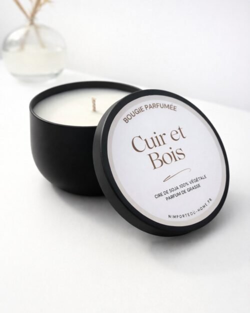 Bougie parfumée Cuir et Bois - Fait Main - Collection Khroma - Nio par N'importe où