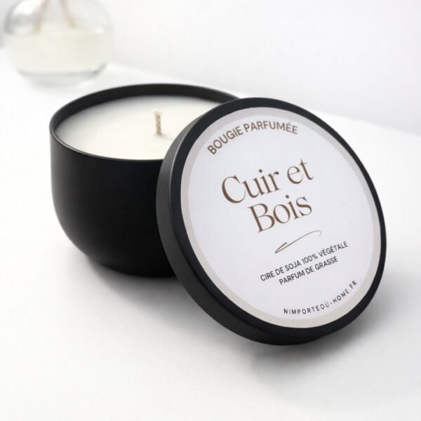 Bougie parfumée Cuir et Bois - Fait Main - Collection Khroma - Nio par N'importe où