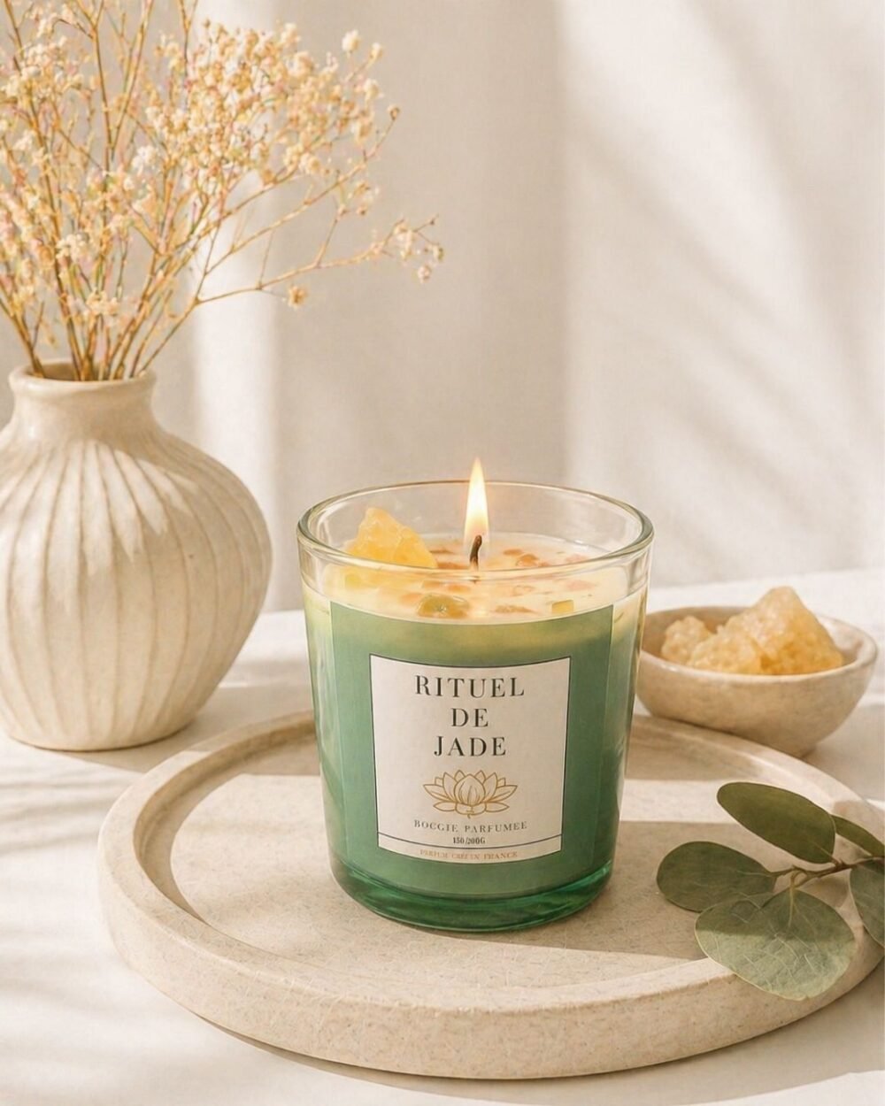Bougie parfumée avec bijou à l'intérieur - Pierres de Jade - Cadeau idéal - Nio par N'importe où