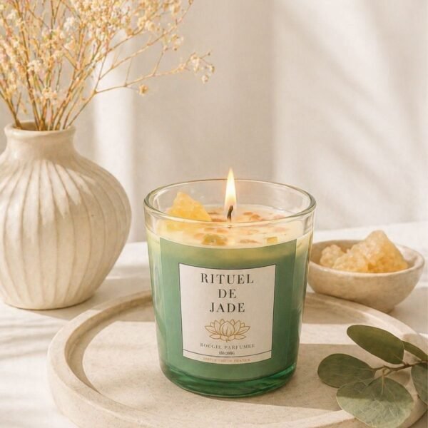 Bougie parfumée avec bijou à l'intérieur - Pierres de Jade - Cadeau idéal - Nio par N'importe où