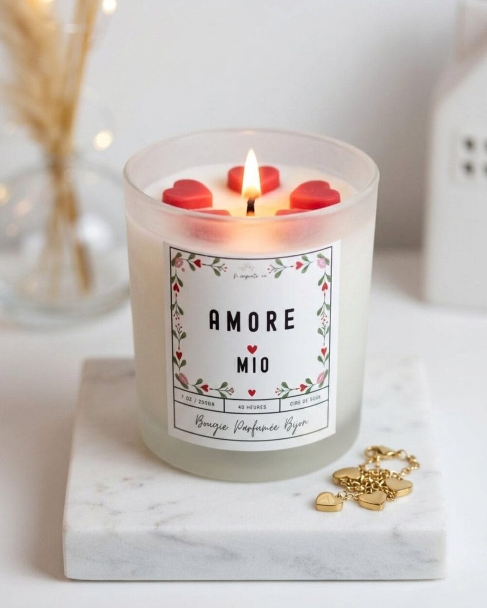 Bougie romantique Amore Mio - avec un bijou à l'intérieur - fait main - Niõ