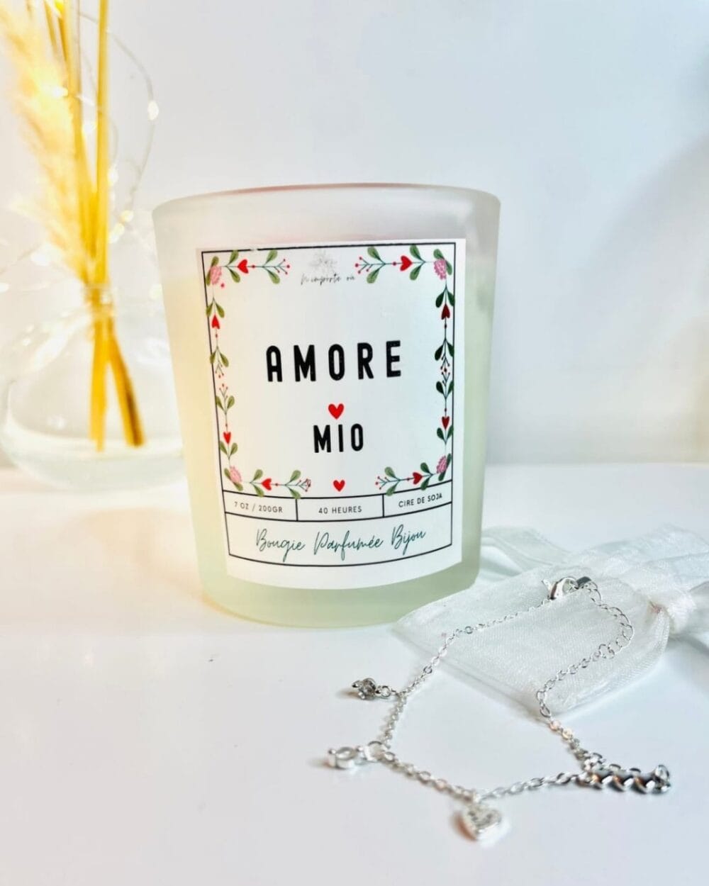 Bougie romantique Amore Mio - avec un bijou argenté - Niõ