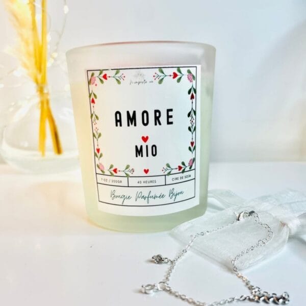 Bougie romantique Amore Mio - avec un bijou argenté - Niõ