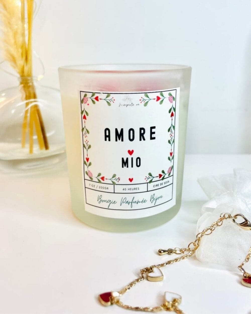 Bougie romantique Amore Mio - avec un bijou doré - Niõ