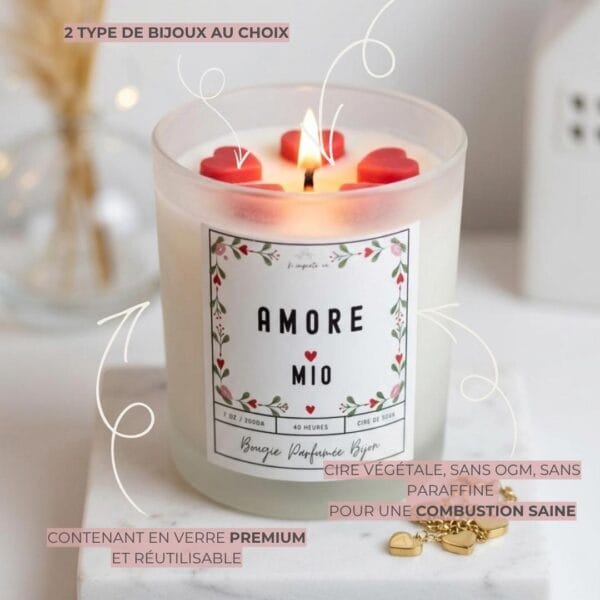 Bougie romantique - Amore Mio | Avec un bijou surprise