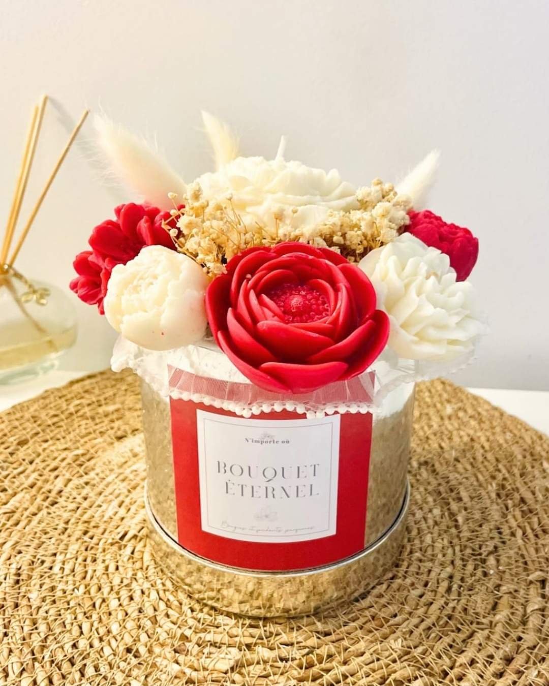 Bouquet de fleurs de cire parfumée Rose et Jasmin - Célébration - Fait Main - Niõ