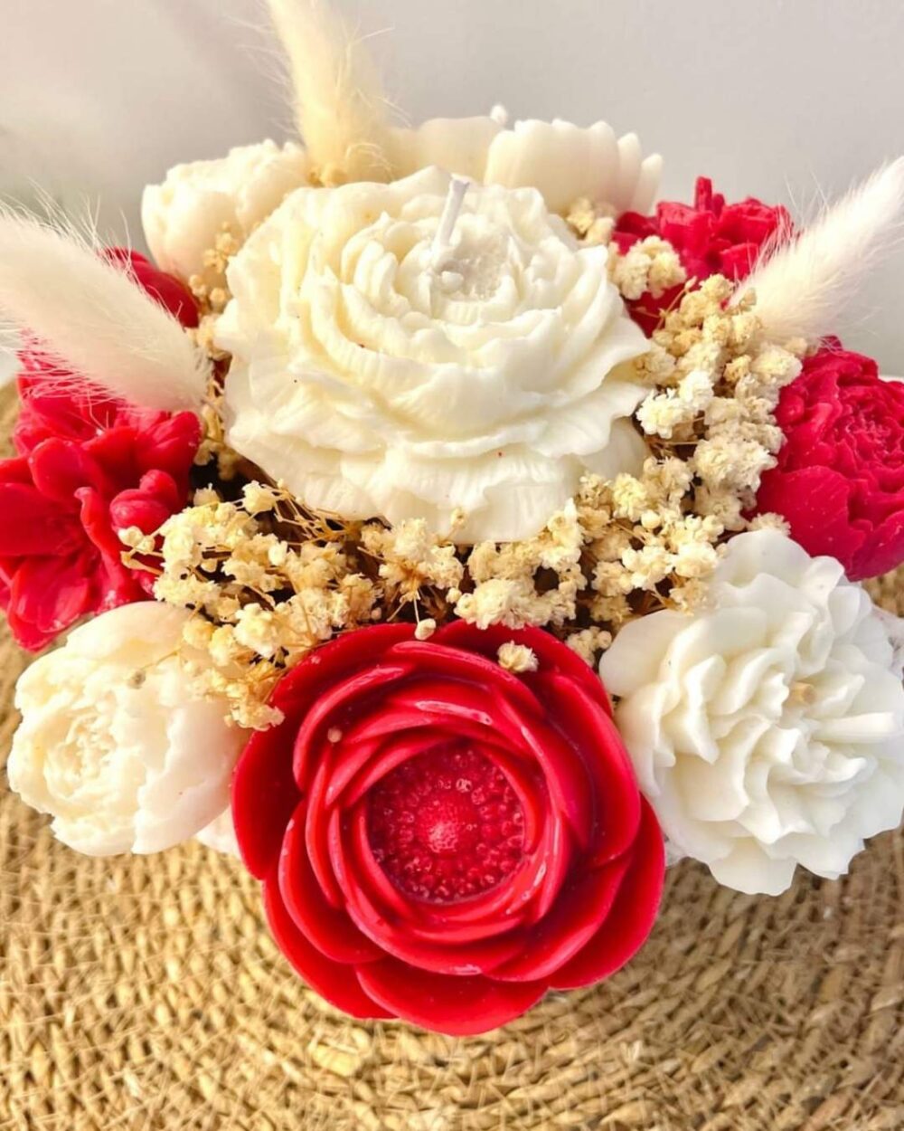 Bouquet de fleurs de cire parfumée Rose et Jasmin - Célébration - Naturel - Niõ Célébration - Bouquet de fleurs de cire parfumée | Rose & Jasmin