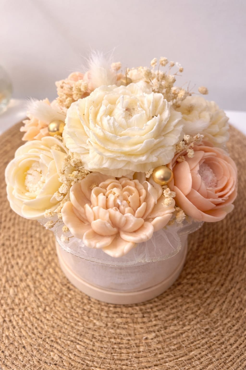 Bouquet éternel Blush cire vegetale.