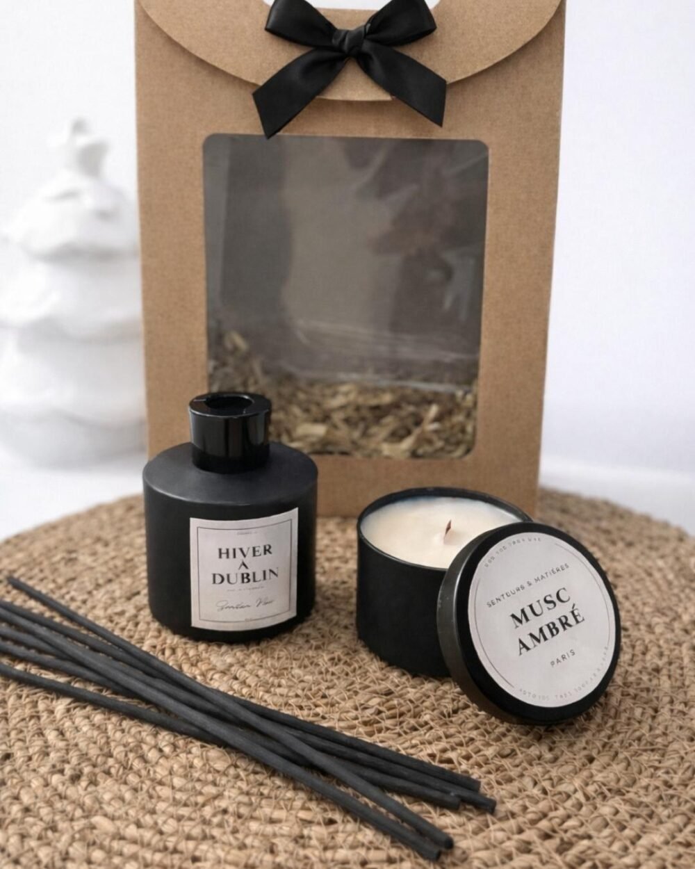 Coffret parfumé pour homme - l'empreinte - duo Musc & Ambre - Diffuseur et bougie - Nio par N'importe où