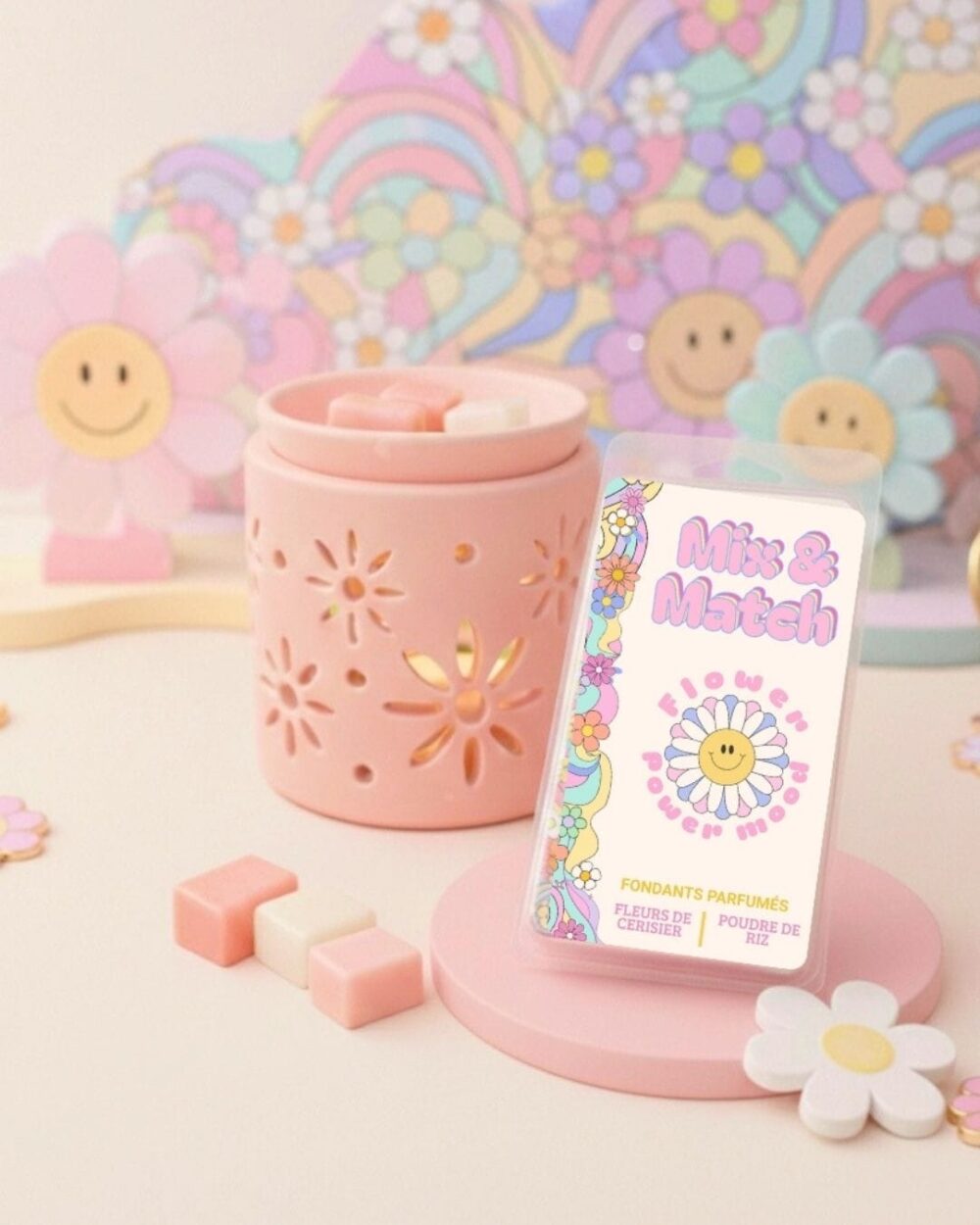 Tablette de fondants parfumés Fleur de Cerisier & Poudre de Riz - Flower Power Mood - Nio par N'importe où Fondants Parfumés Flower Power Mood - Mix&Match