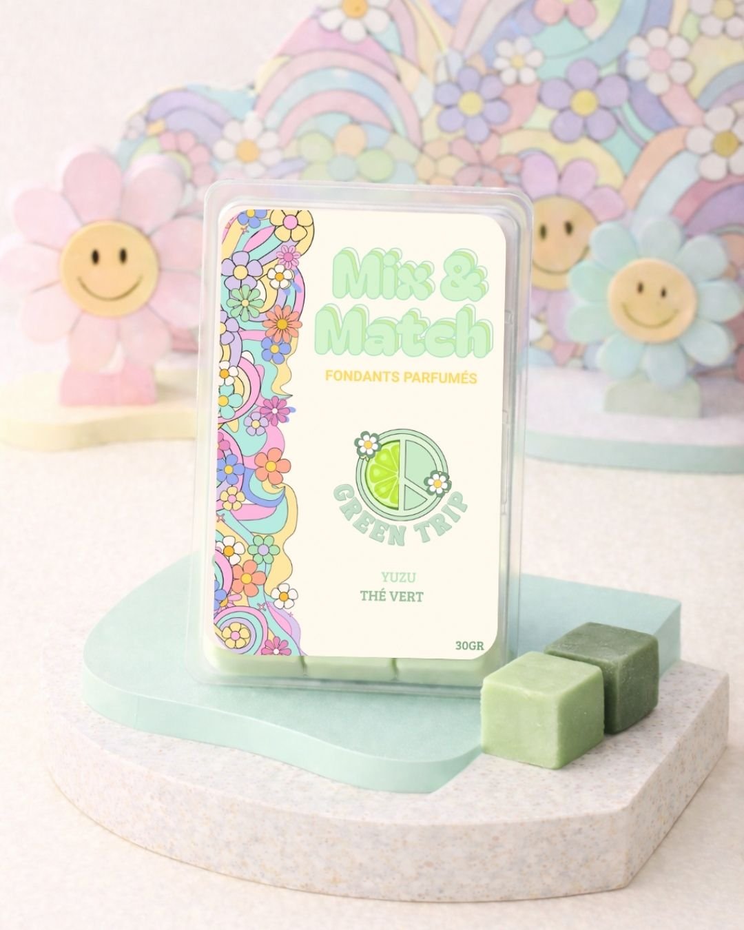 Tablette de fondants parfumés Yuzu & Thé Vert - Green Trip - collection Mix&Match - Nio par N'importe où