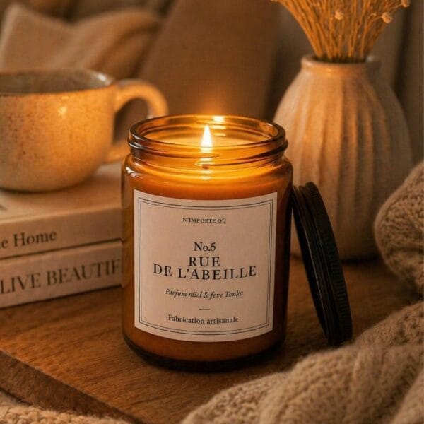 bougie parfumée Miel & Fève Tonka n5 rue de l'Abeille - Collection Signature - Premium - Niõ