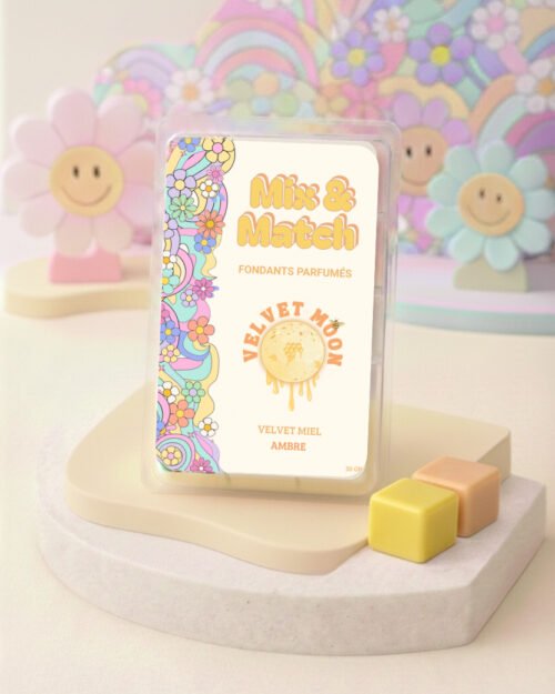 Boîte de fondants parfumés Velvet Moon miel & ambre, ambiance soirée groovy et enveloppante