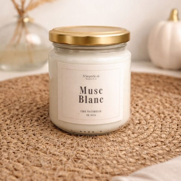 Bougie Parfumée Musc Blanc - Bohème - cire végétale - pot verre - fait main - Niõ