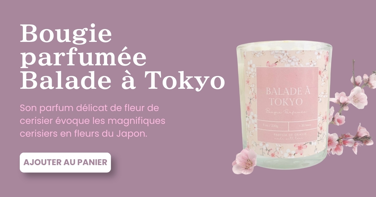 Bougie parfumée Balade à Tokyo à la fleur de cerisier - Recréer l’ambiance d’un Hanami chez soi – Votre propre jardin privée des cerisiers japonais 
