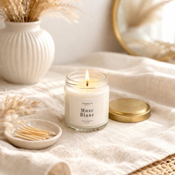 Bougie parfumée Musc Blanc - Collection Bohème - Fait Main - Niõ par n'importe où