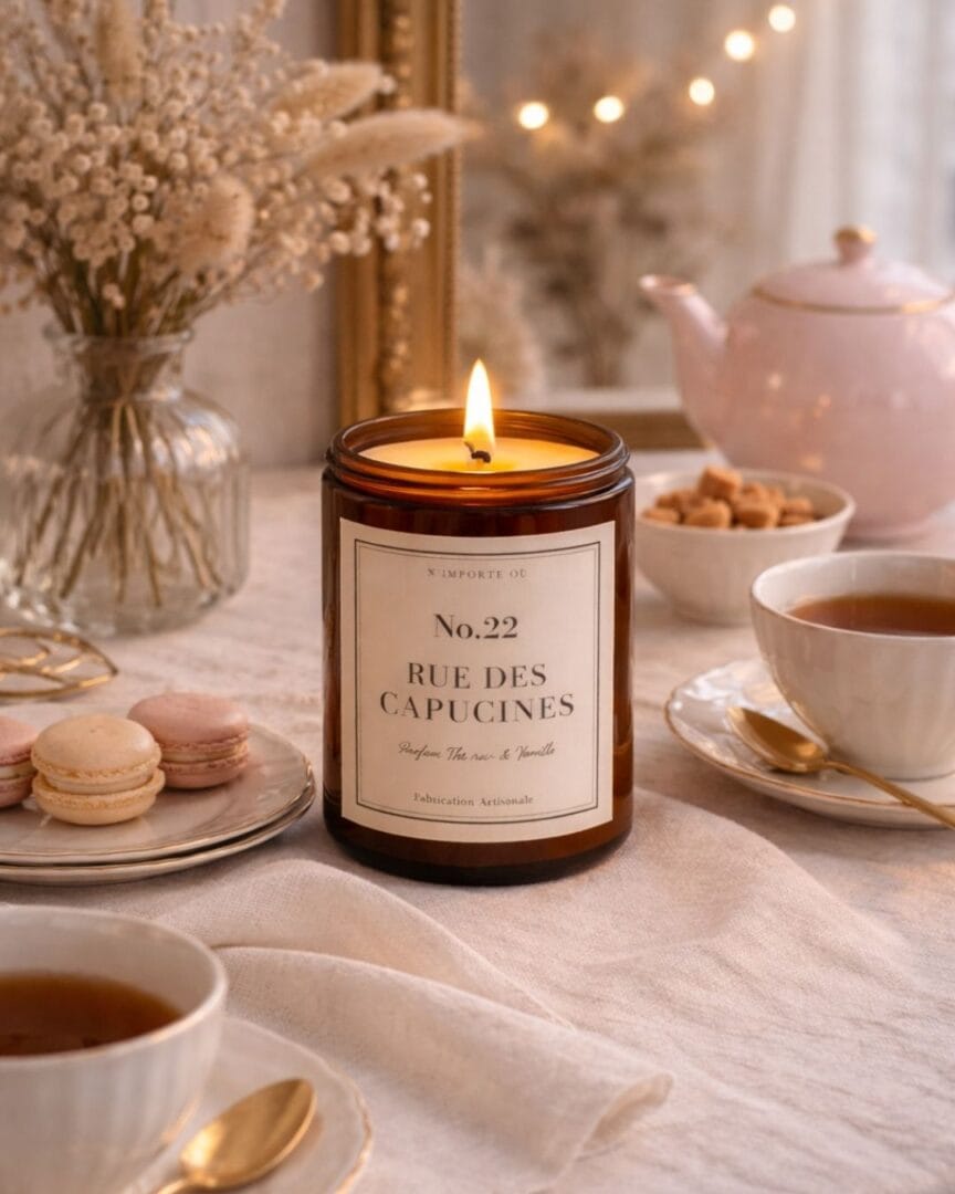 Bougie parfumée Thé Noir et Vanille épicée - 22 rue des Capucines - Fait Main - Niõ par N’importe où Bougie parfumée Thé Noir et Vanille épicée - 22 rue des Capucines - Fait Main - Niõ par N’importe où
